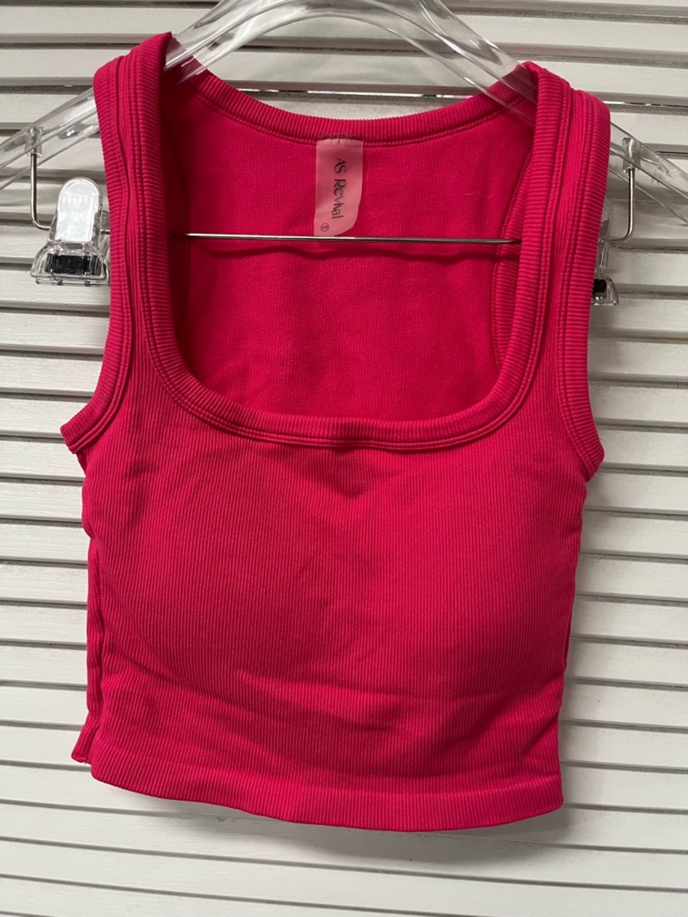 AS REVIVAL✨xs/s✨Ribbed Square-Neck Tank - Hot Pink